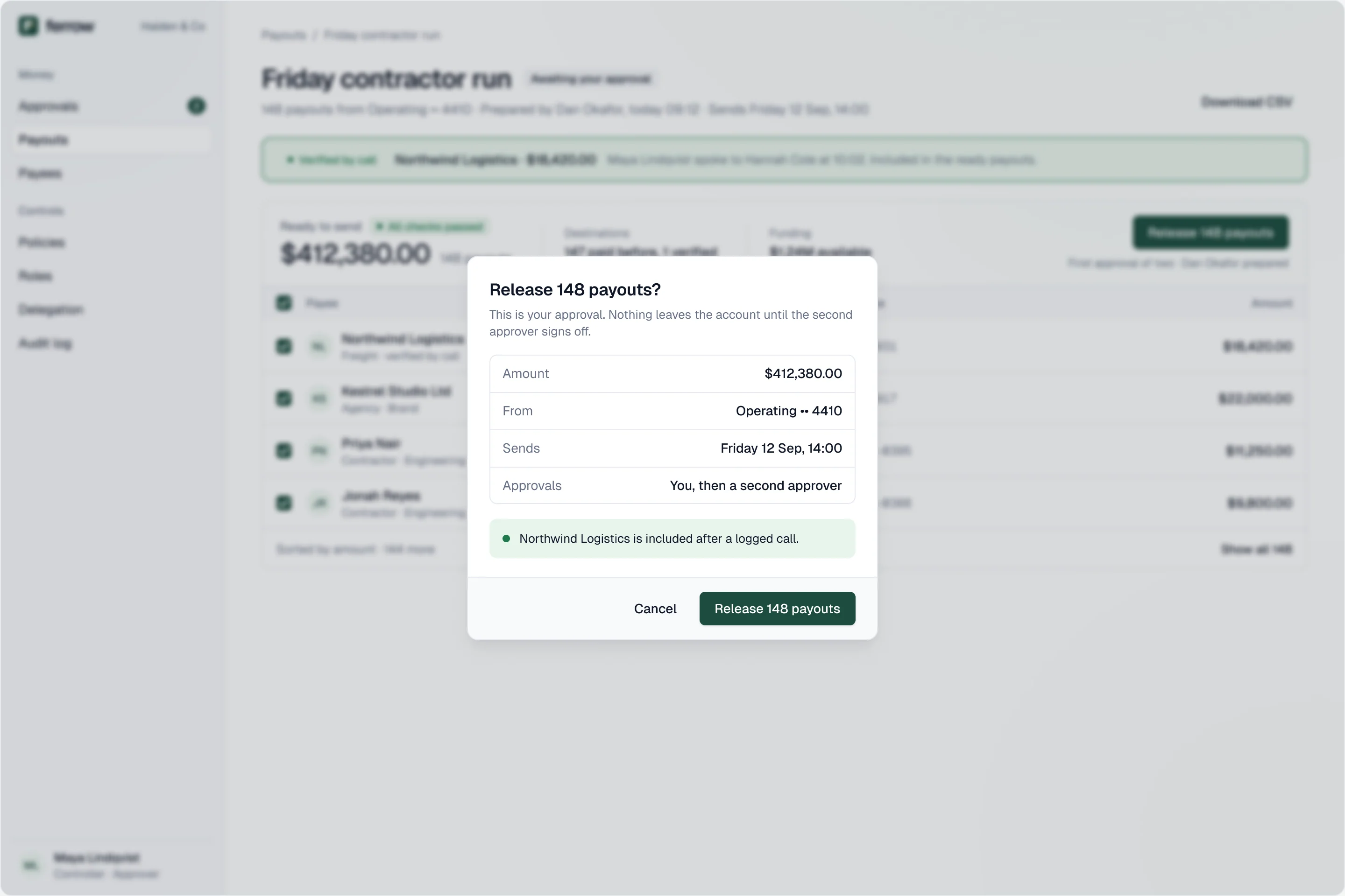 The release says what goes and who signs next