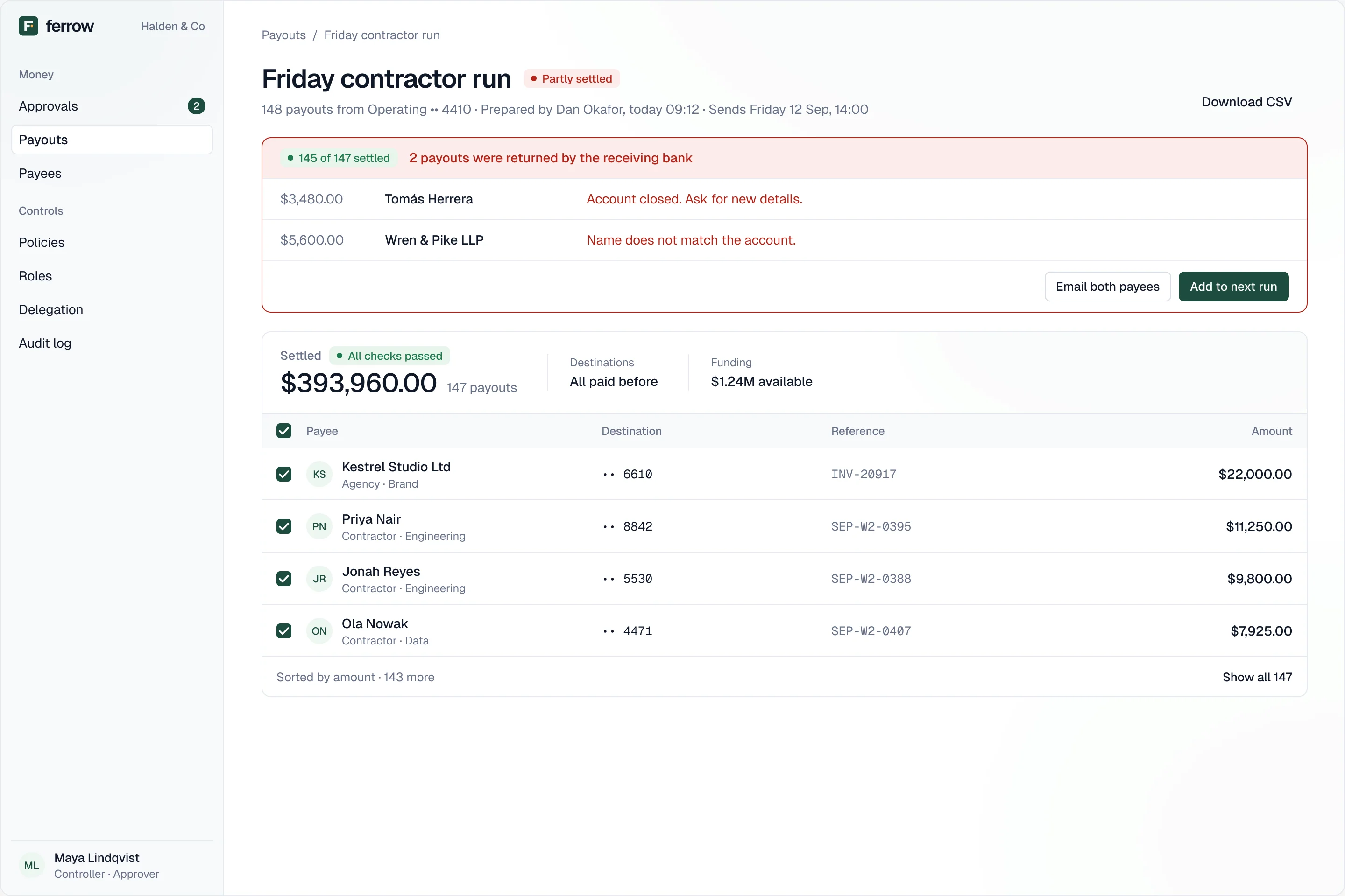 A partial failure on one payment rail