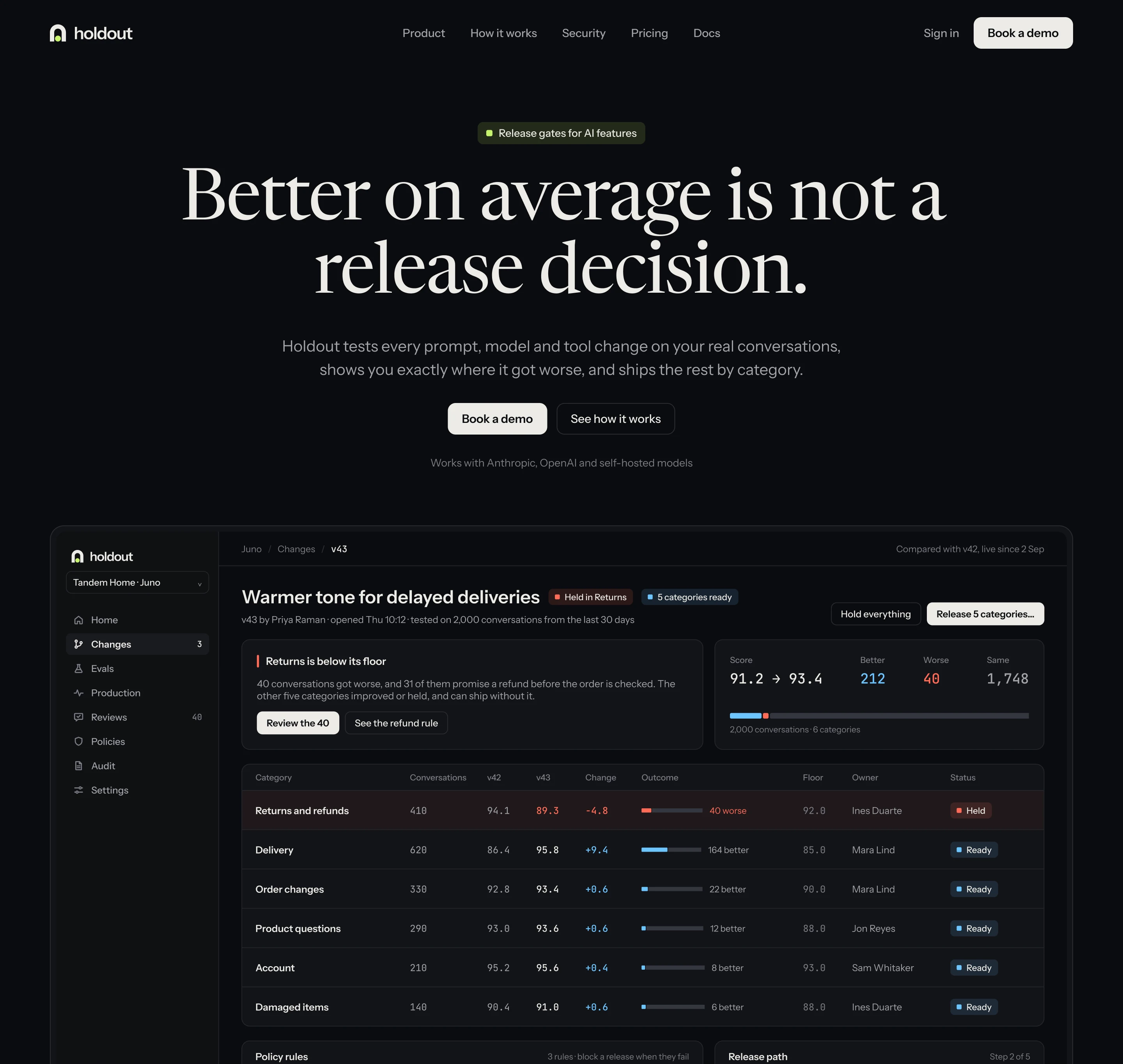 Holdout landing page