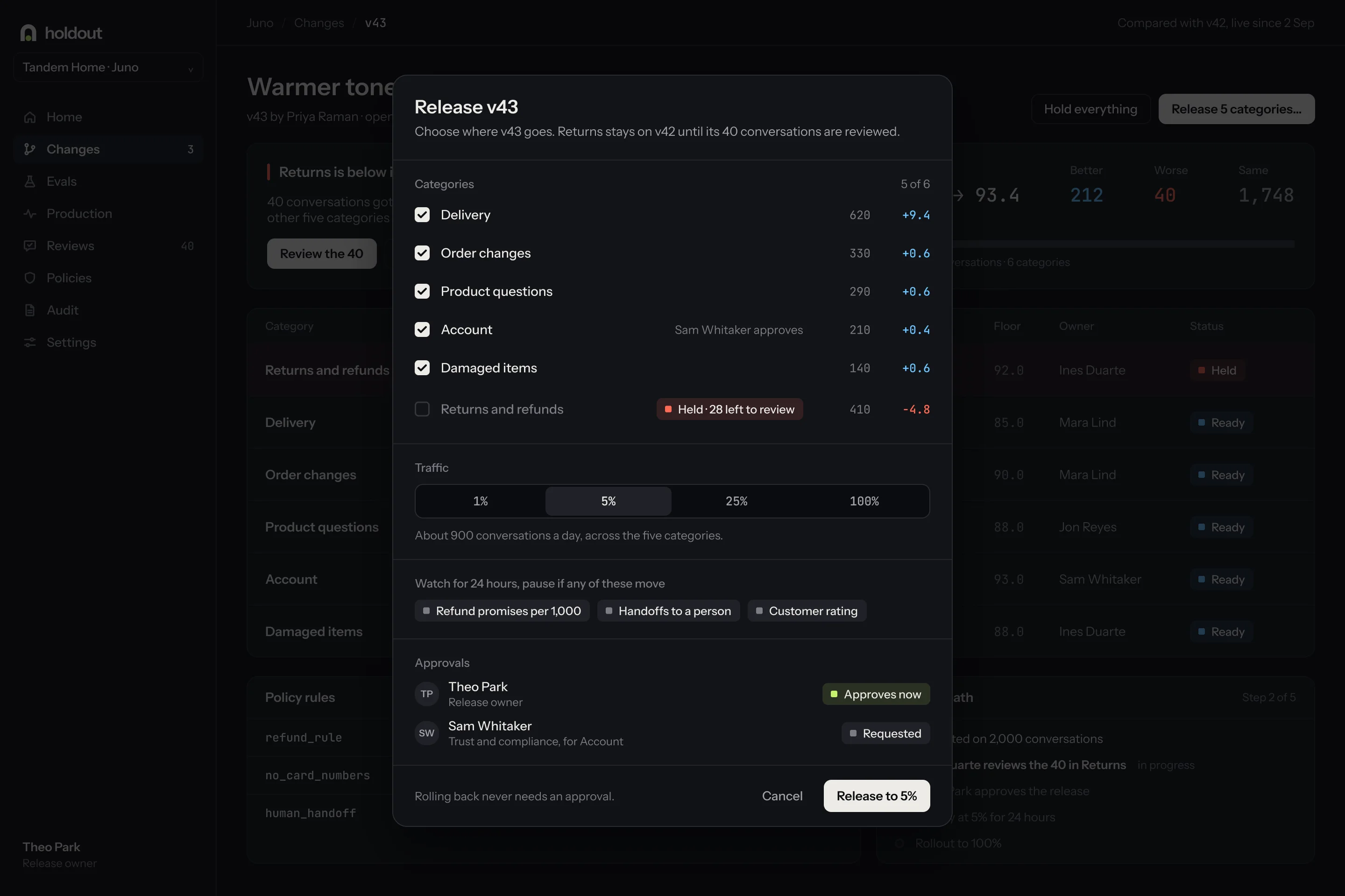 Release dialog